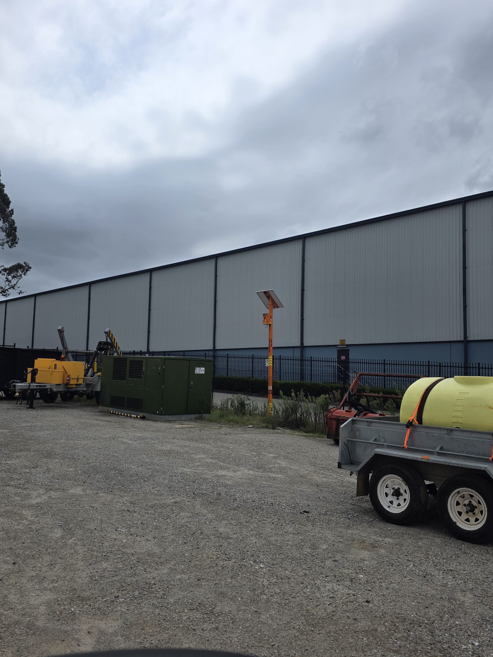 Construction site with Cameras On Site solar powered surveillance camera capturing activity and ensuring full site security