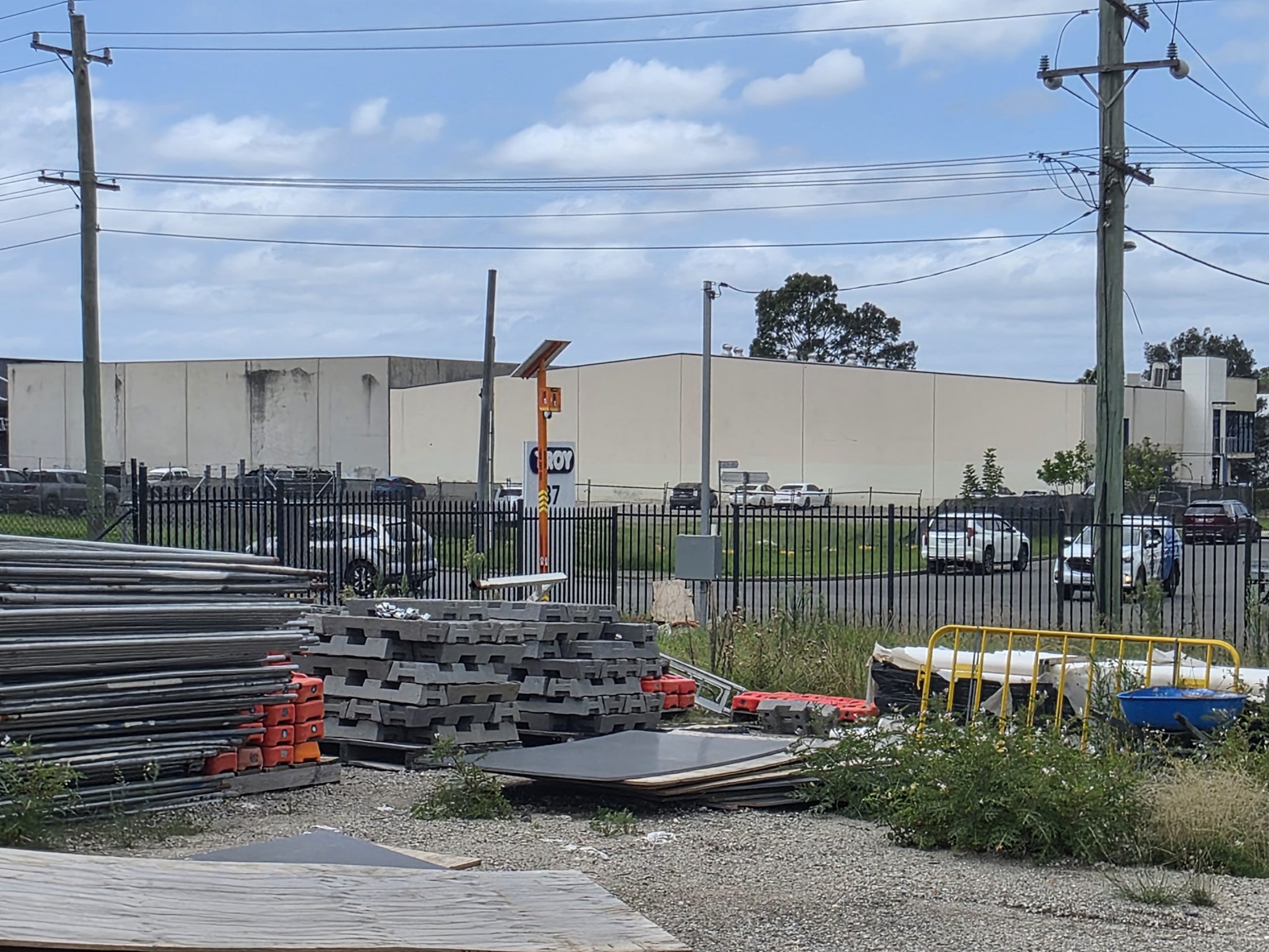 Construction site protected by Cameras On Site solar powered security camera tower providing 24/7 remote monitoring and protection Australia