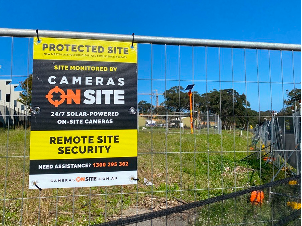 Construction site overview with Cameras On Site solar surveillance system deployed for full 24/7 site protection Australia