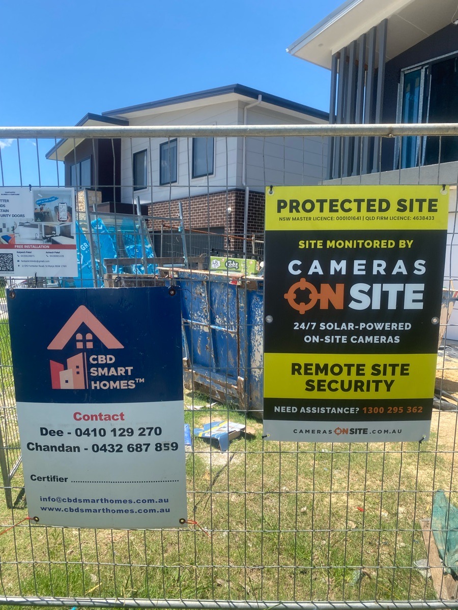 Box Hill construction project with Cameras On Site solar powered security camera tower providing 24/7 site monitoring Australia