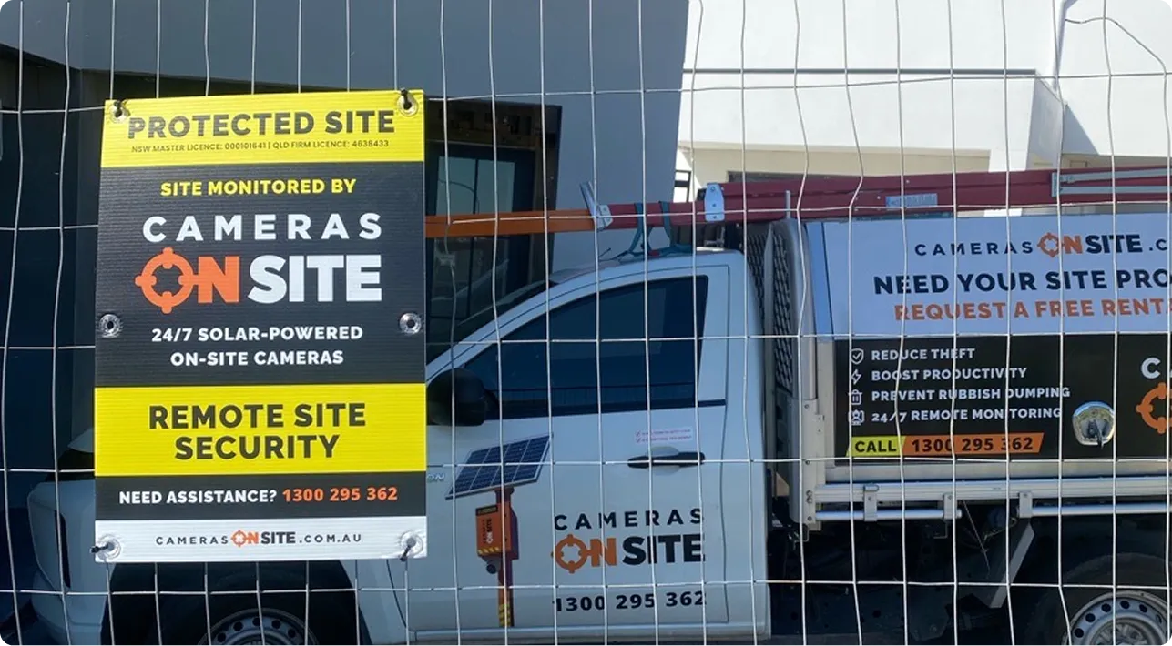 Cameras On Site Protect Your Site Today hero image promoting solar powered construction site security cameras and surveillance Australia