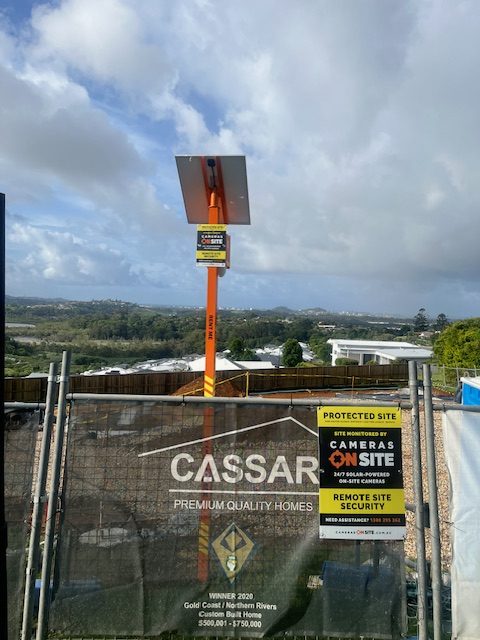 Cassar Homes Terranora construction project protected by Cameras On Site reliable solar powered site security cameras Australia