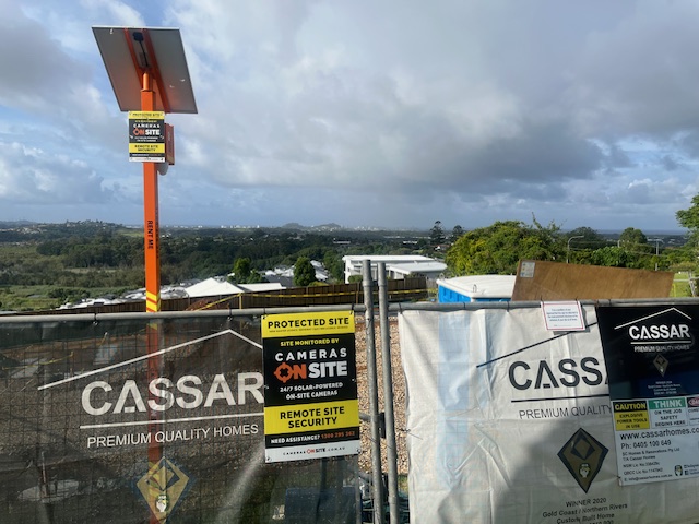 Cassar Homes Terranora construction project protected by Cameras On Site solar powered site security cameras Australia