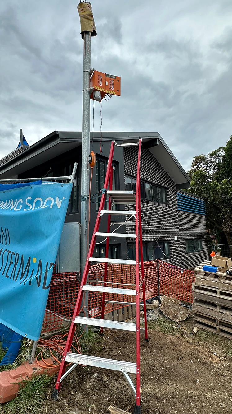 Childcare Construction site with Cameras On Site solar powered security camera tower installed for remote monitoring
