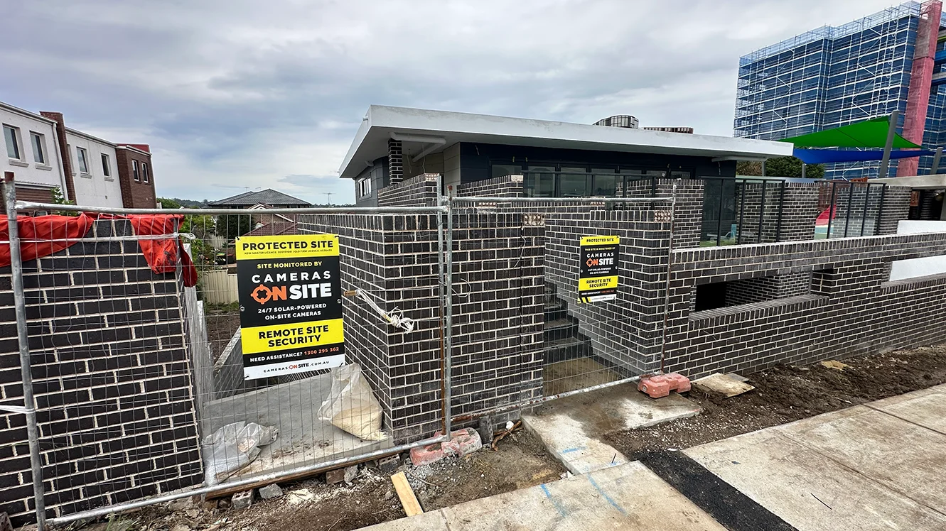 Childcare Construction site with Cameras On Site solar powered surveillance system providing full coverage Australia