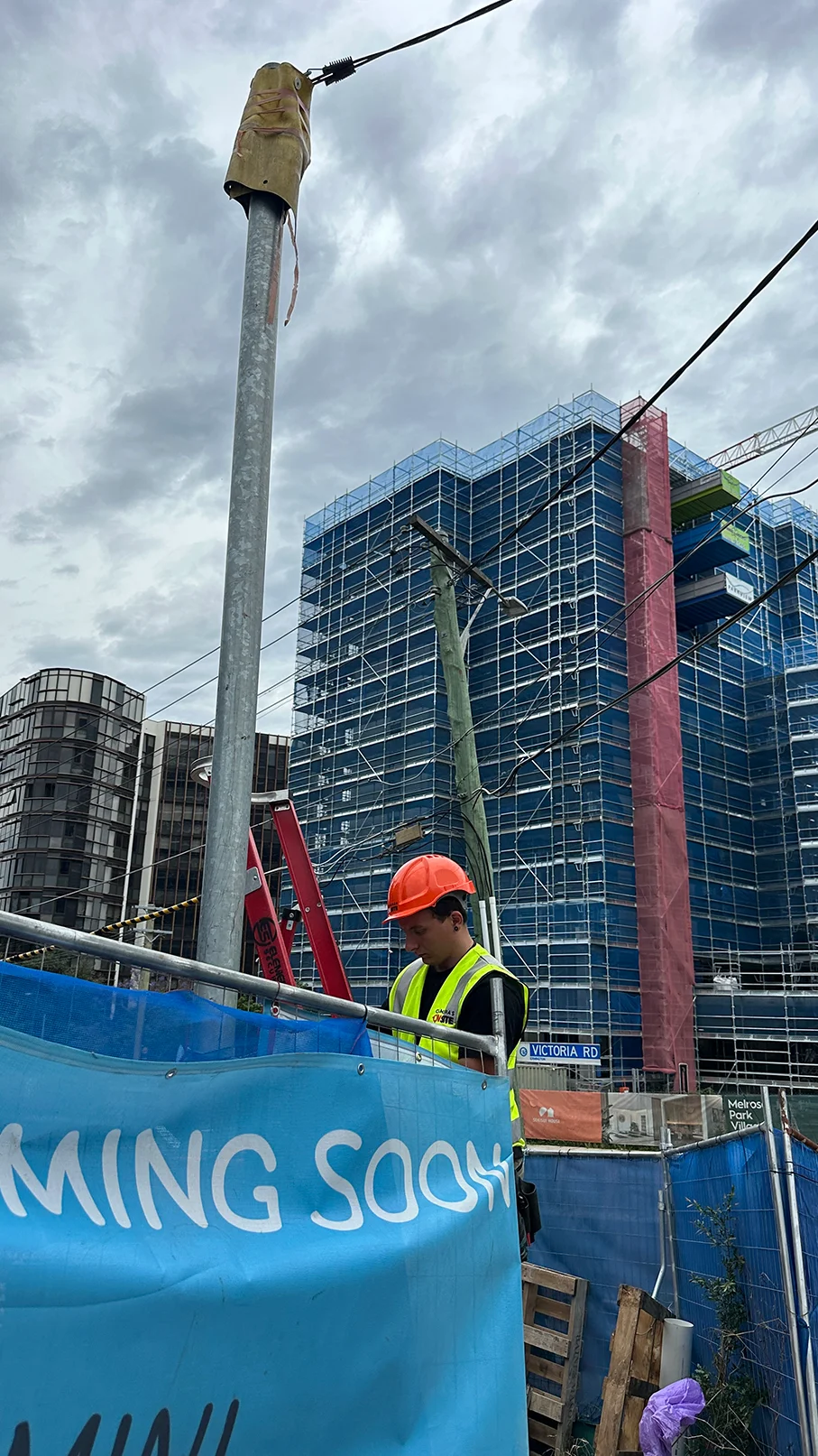 Childcare Construction project with Cameras On Site solar powered security camera tower providing 24/7 site monitoring Australia