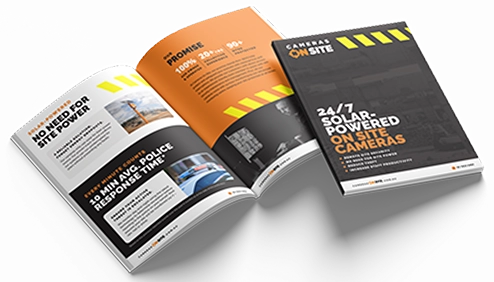 Download Our Brochure Cameras On Site promotional image for solar powered construction site security solutions and surveillance Australia