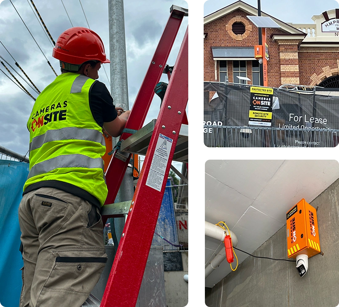 Earn More With Cameras On Site promotional graphic showing financial benefits of using solar powered site security cameras Australia