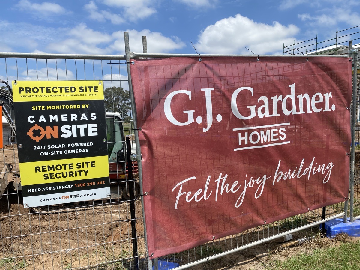 GJ Gardner Homes Camden Wilton residential development monitored by Cameras On Site solar powered surveillance cameras
