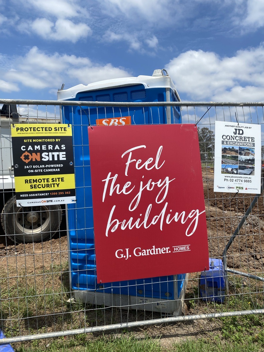 GJ Gardner Homes Camden Wilton construction site secured with Cameras On Site 24/7 solar powered site security cameras Australia