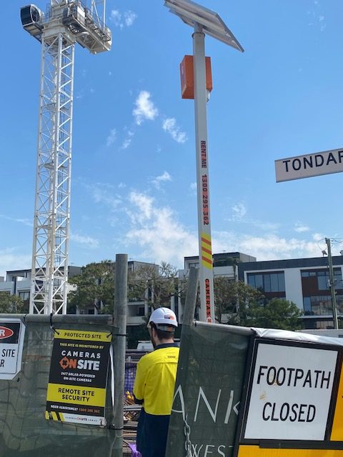 Construction workers and site activity monitored by Cameras On Site high definition solar powered site security cameras Australia