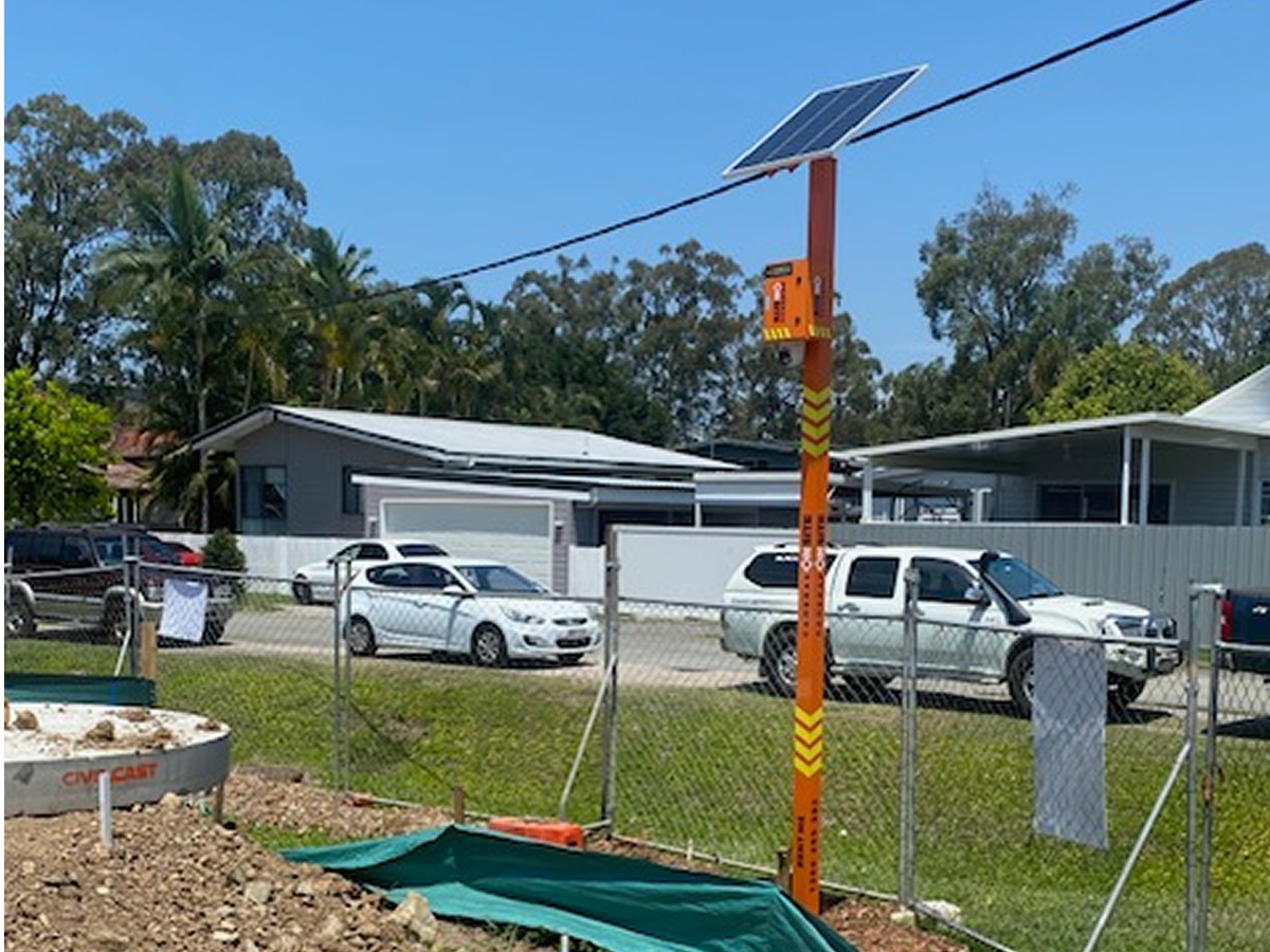 Construction site with Cameras On Site solar powered surveillance camera capturing progress and maintaining site security Australia