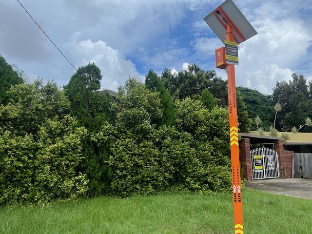 Construction site with Cameras On Site solar powered security camera installed on a building or civil project
