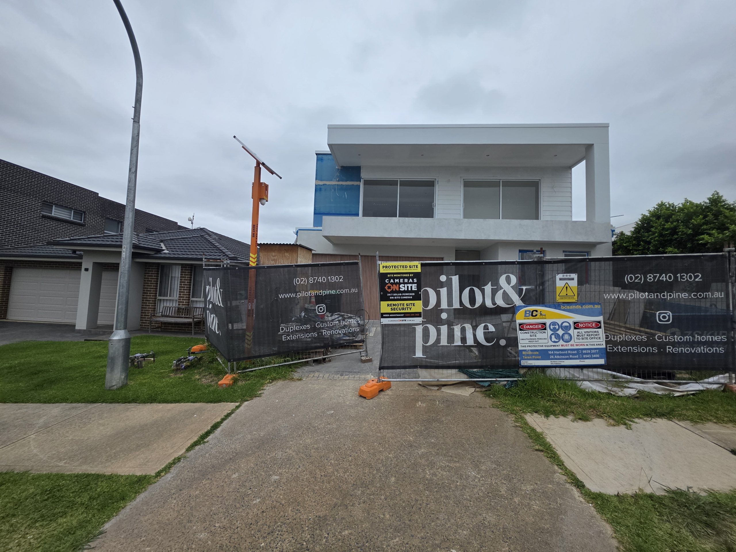 Pilot and Pine Homes building project secured with Cameras On Site solar powered construction site security cameras Australia