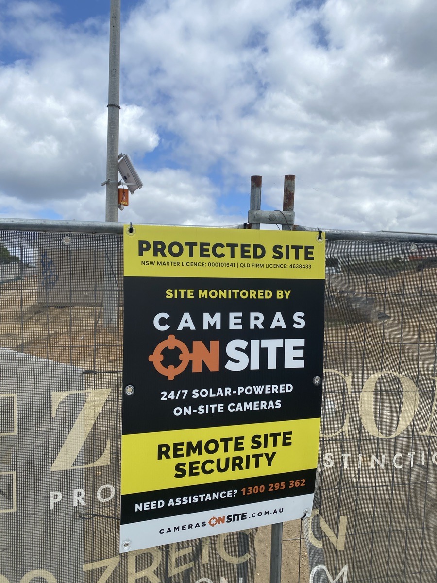 Zreicon construction project with Cameras On Site solar powered security camera tower providing 24/7 site monitoring Australia