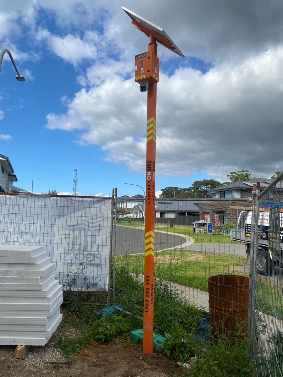 Detailed view of construction site monitored by Cameras On Site 24/7 solar powered surveillance system
