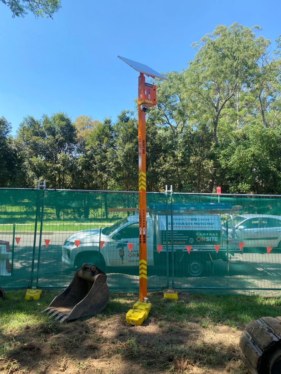 Detailed view of construction site secured by Cameras On Site solar powered surveillance system Australia