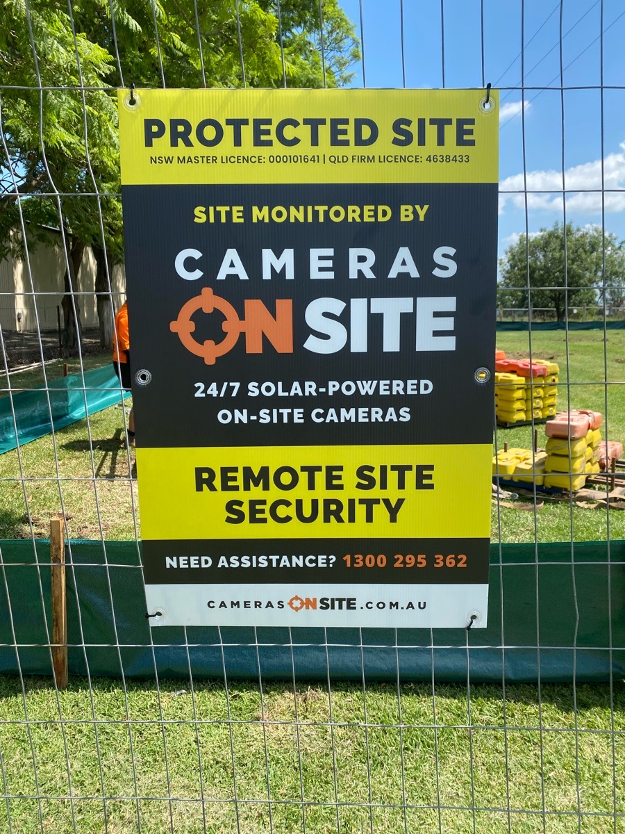 Construction site activity with Cameras On Site solar powered surveillance camera in operation Australia