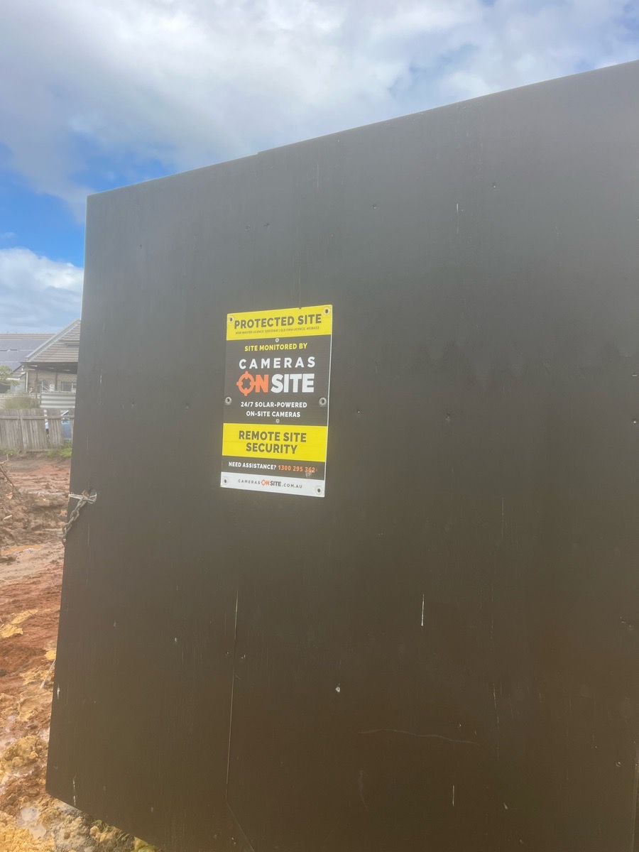 Construction site with Cameras On Site solar powered camera tower installed for remote monitoring and theft prevention Australia