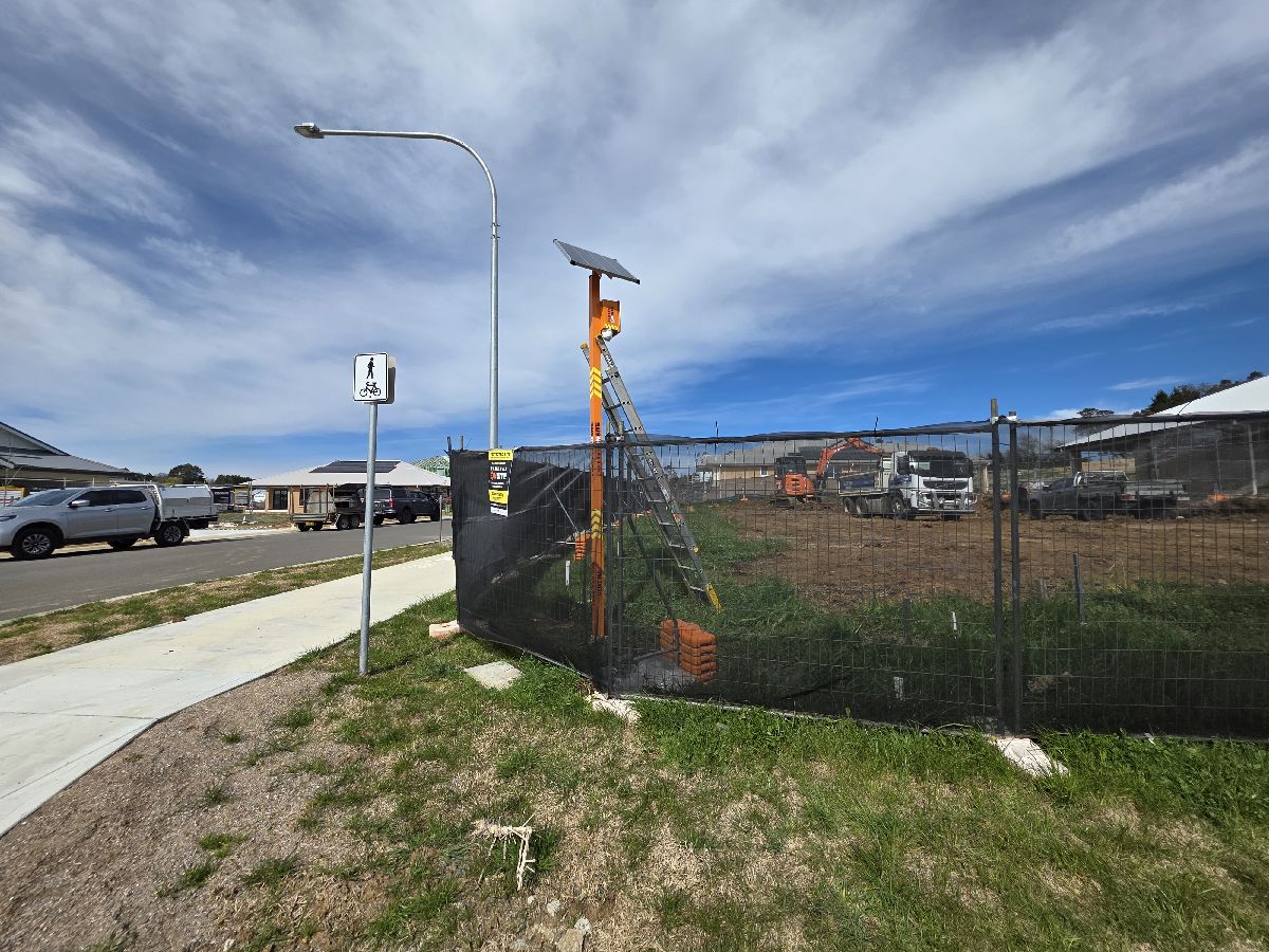Large scale construction or civil project with Cameras On Site solar powered surveillance camera deployed for site security